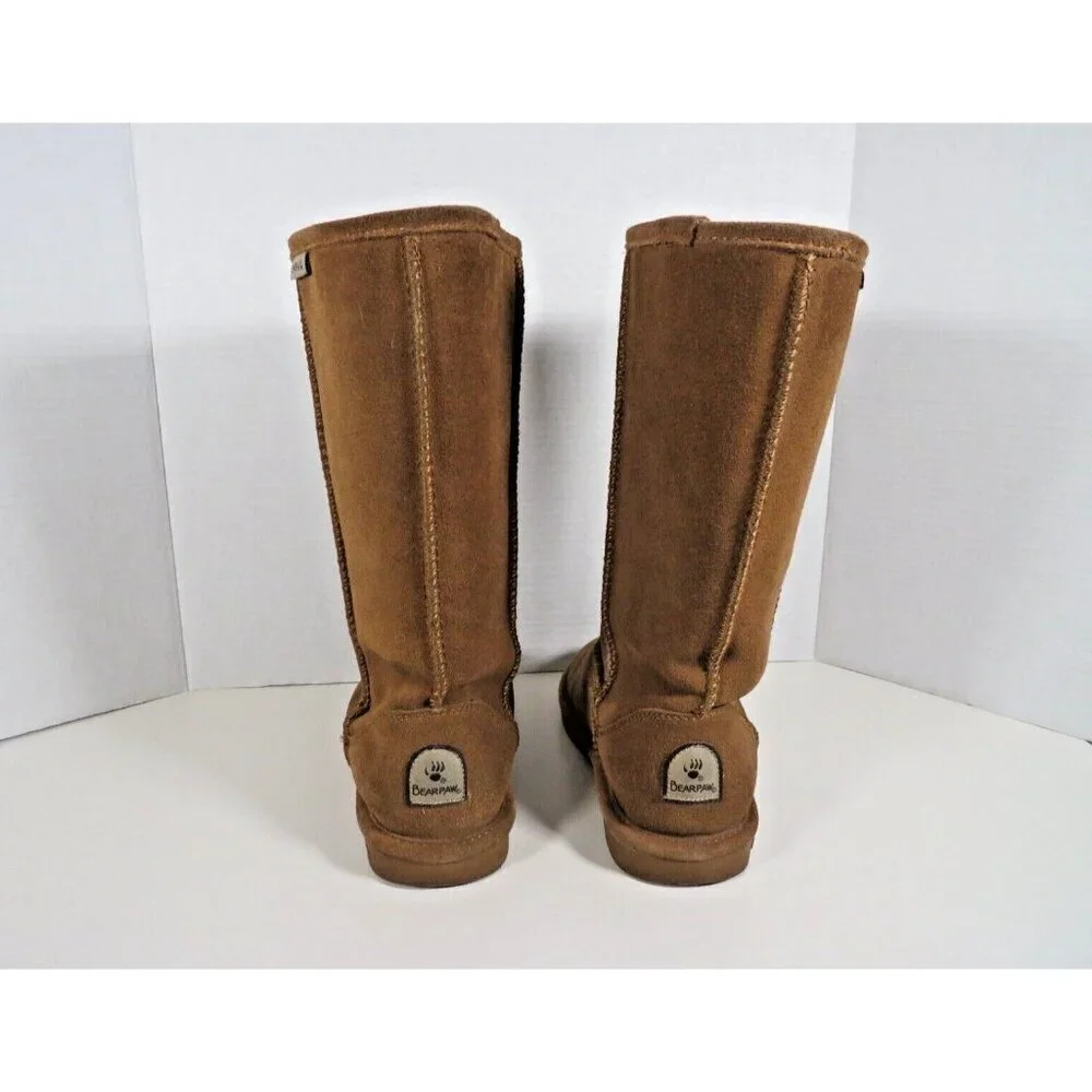 Bearpaw Women's Boots Sz 5 Emma Tall Tan Suede Winter Boots Casual Comfy Flats